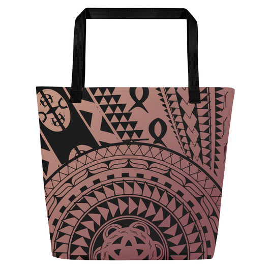 Earth Tone | Pasifika Design | Tapa | Masi | Ngatu | Siapo | All-Over Print Large Tote Bag